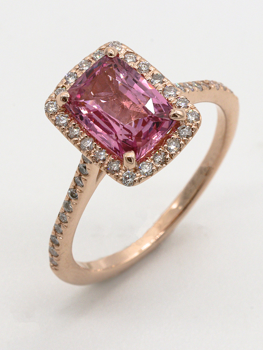 Rose Gold Diamond Studded Amethyst Ring 2ct